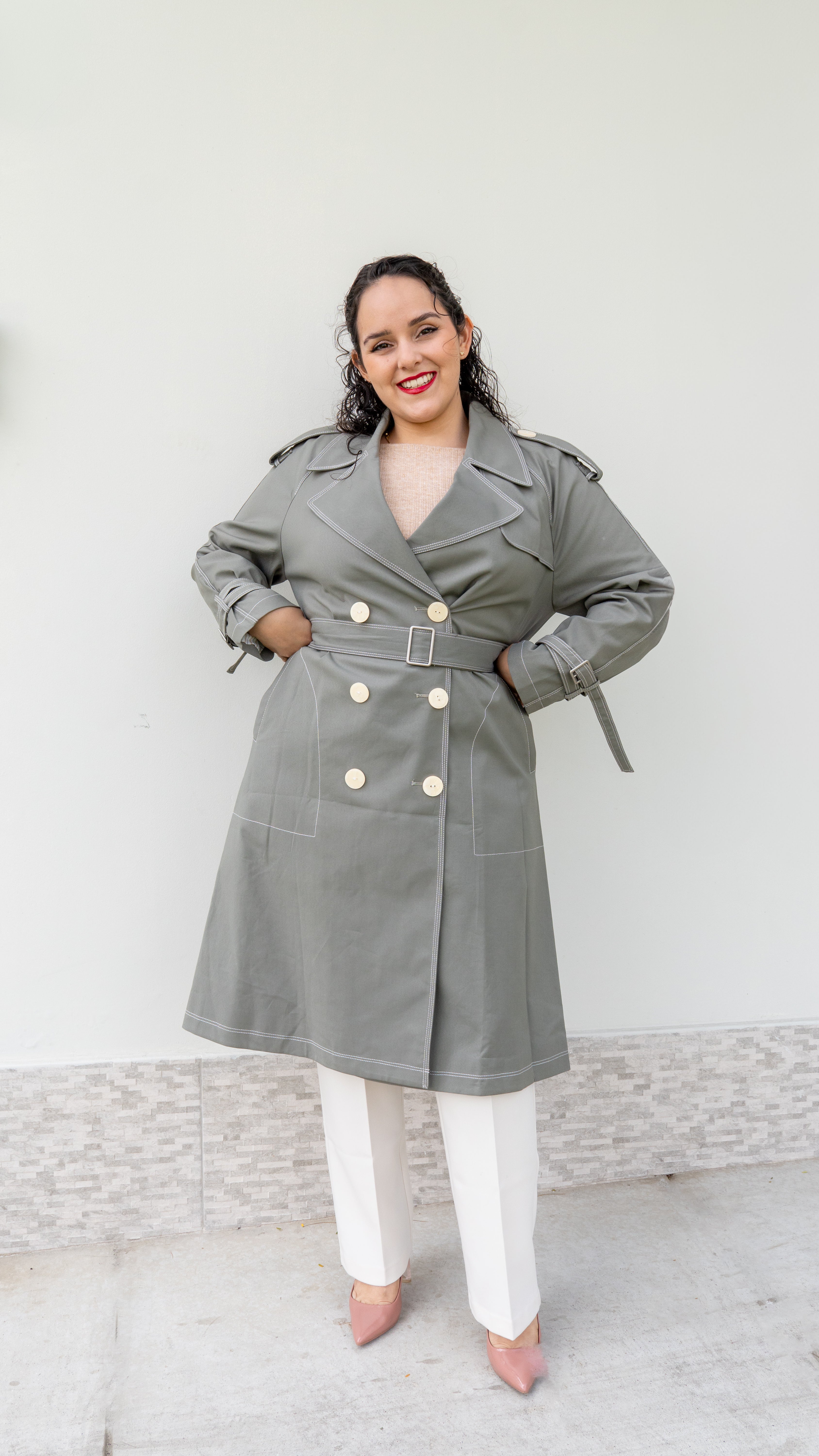 Gabardina larga ladrillo