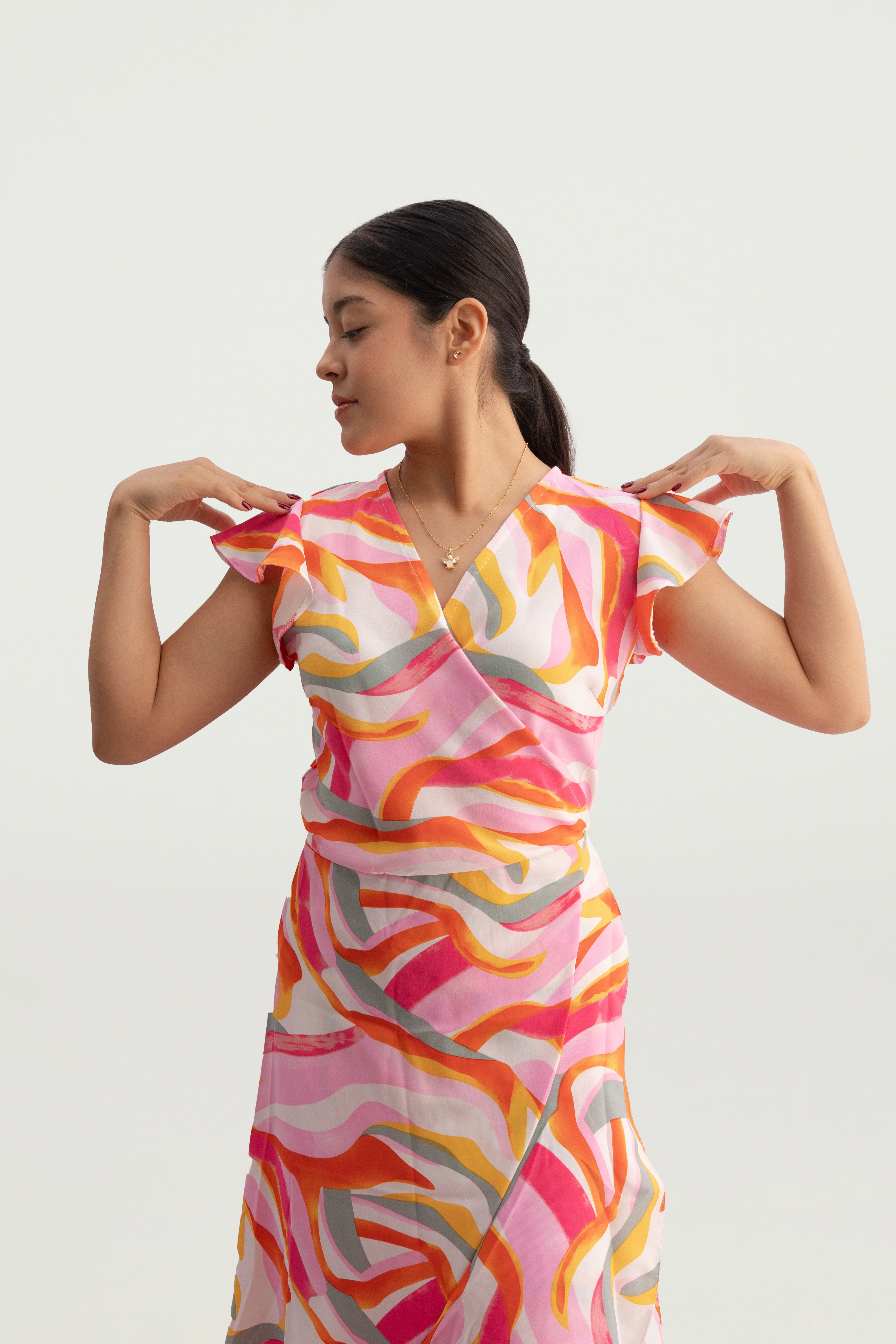 Vestido envolvente seda