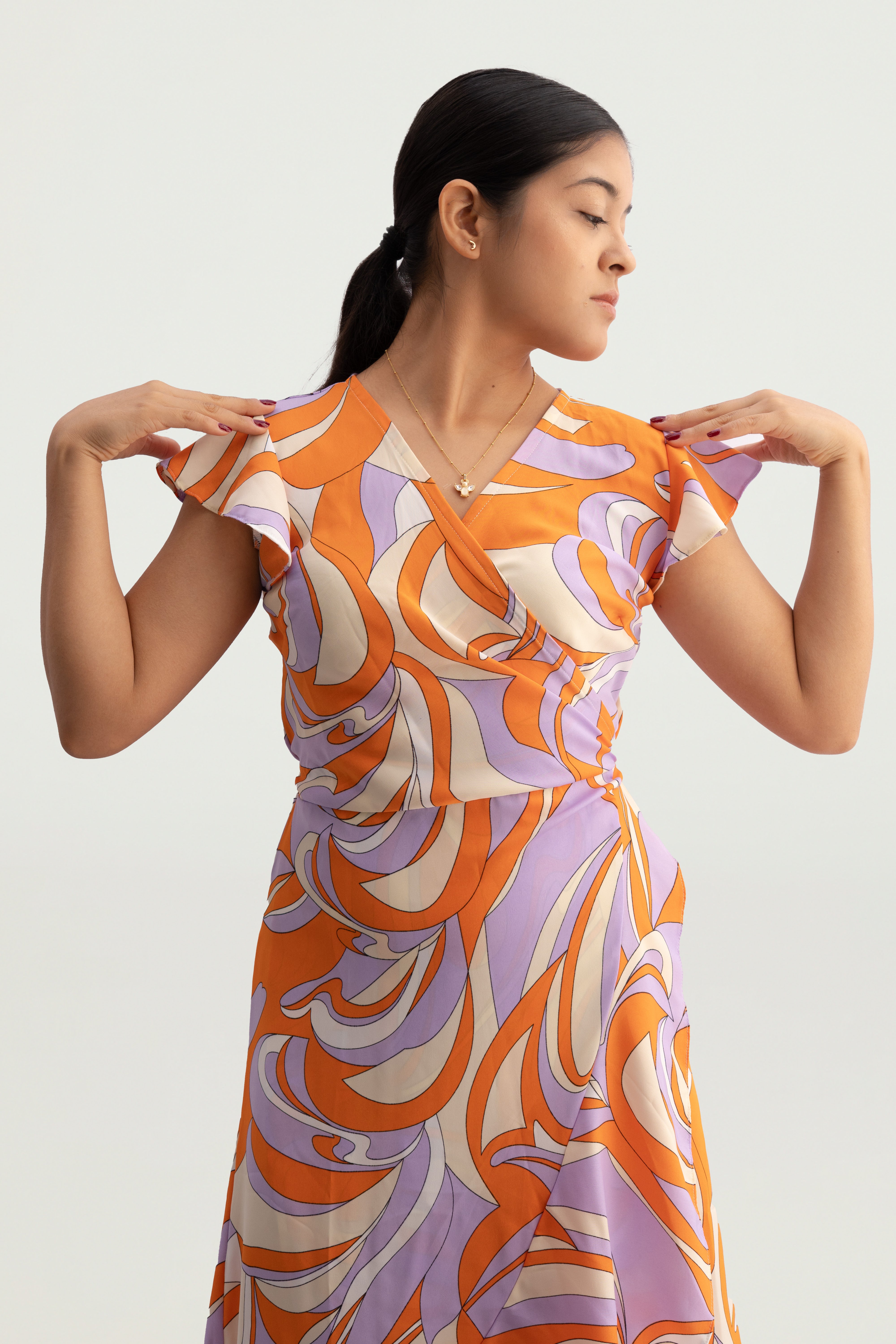 Vestido envolvente seda